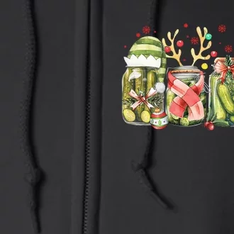 Retro Canned Pickle Christmas Light Xmas Pajama Pickle Lover Full Zip Hoodie