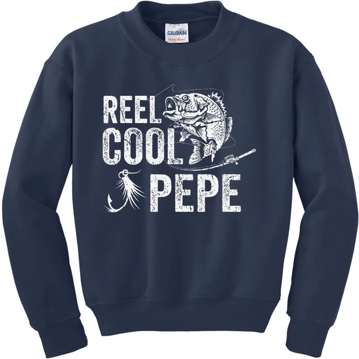 Reel Cool Pepe Fishing Fathers Day Gifts Kids Sweatshirt