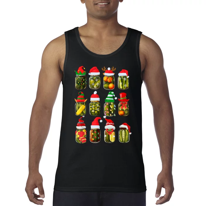 Retro Canned Pickles Jars Christmas Lights Canning Season Tank Top