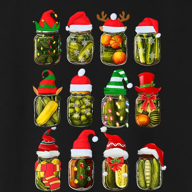 Retro Canned Pickles Jars Christmas Lights Canning Season Women's Crop Top Tee