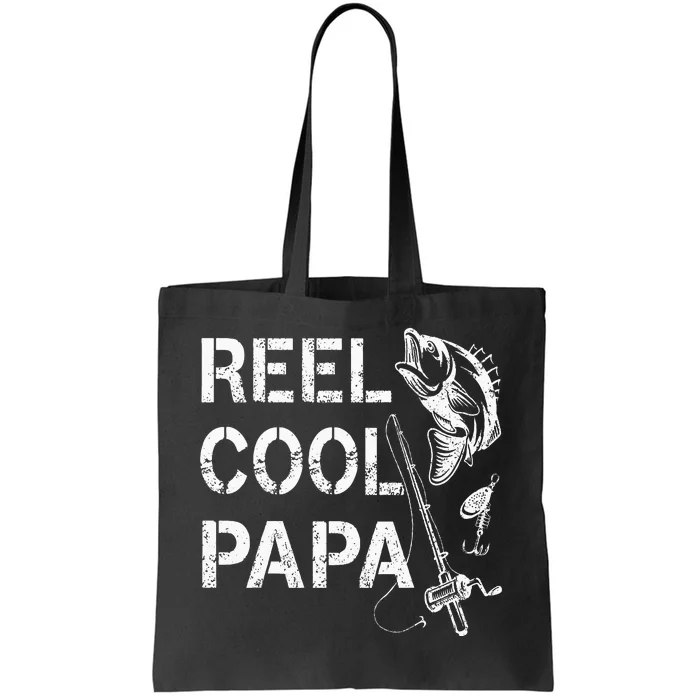 Reel Cool Papa Fishing Dad Gifts Fathers Day Fisherman Fish Tote Bag