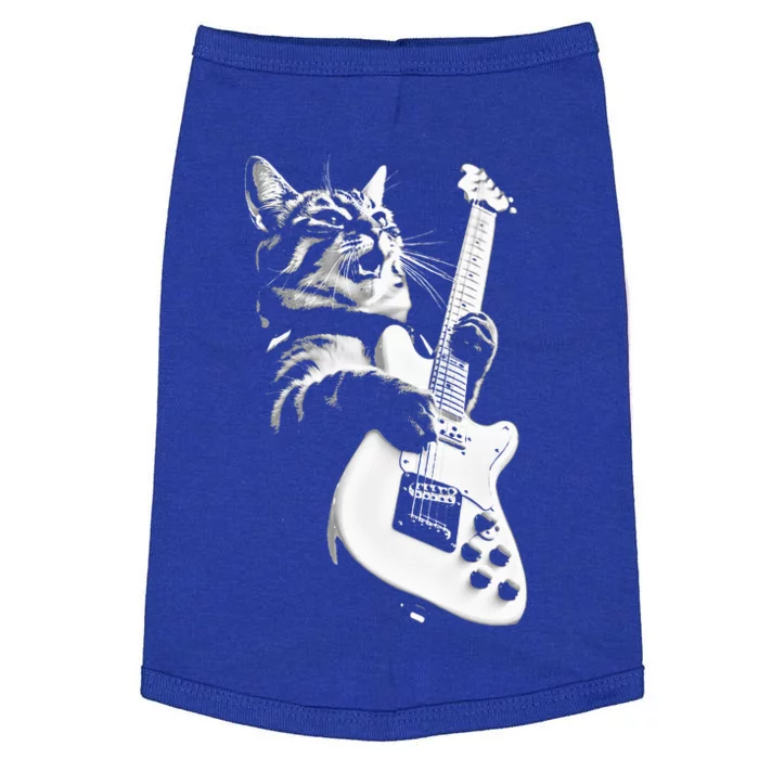 Rock Cat Playing Guitar Funny Guitar Cat Doggie Tank