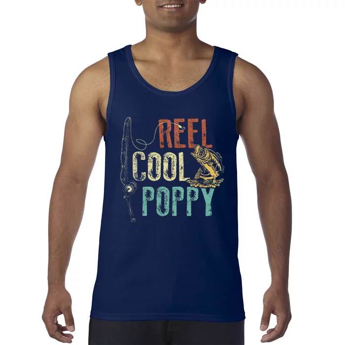 Reel Cool Poppy Fishing Grandpa Gift Fathers Day Fisherman Tank Top