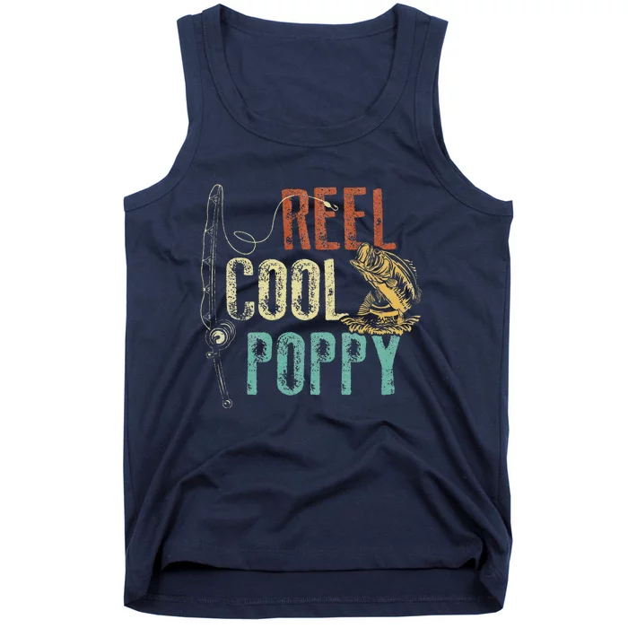 Reel Cool Poppy Fishing Grandpa Gift Fathers Day Fisherman Tank Top