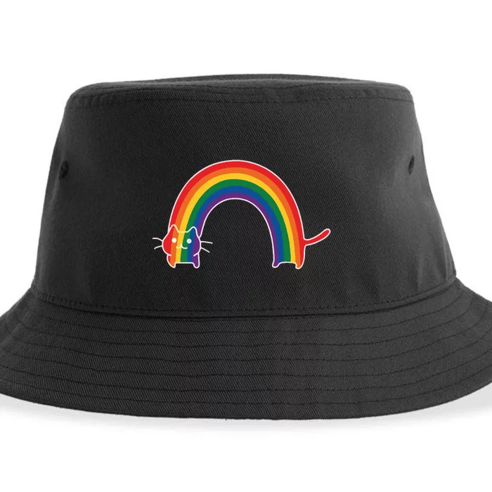 Rainbow Cat Pride Lgbtq Cat Lovers Sustainable Bucket Hat