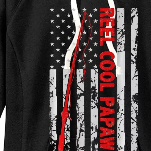 Reel Cool Papaw Fishing American Flag gift for Fisherman Women's Fleece Hoodie