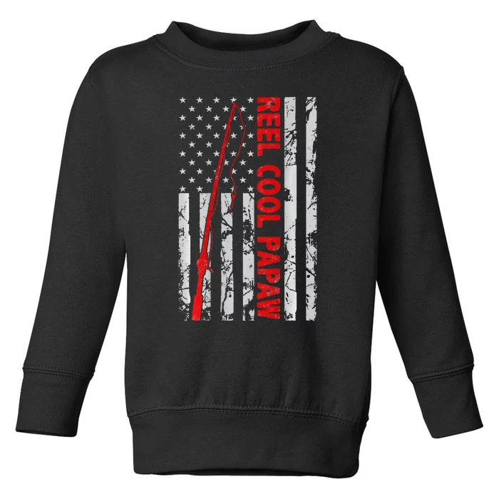 Reel Cool Papaw Fishing American Flag gift for Fisherman Toddler Sweatshirt