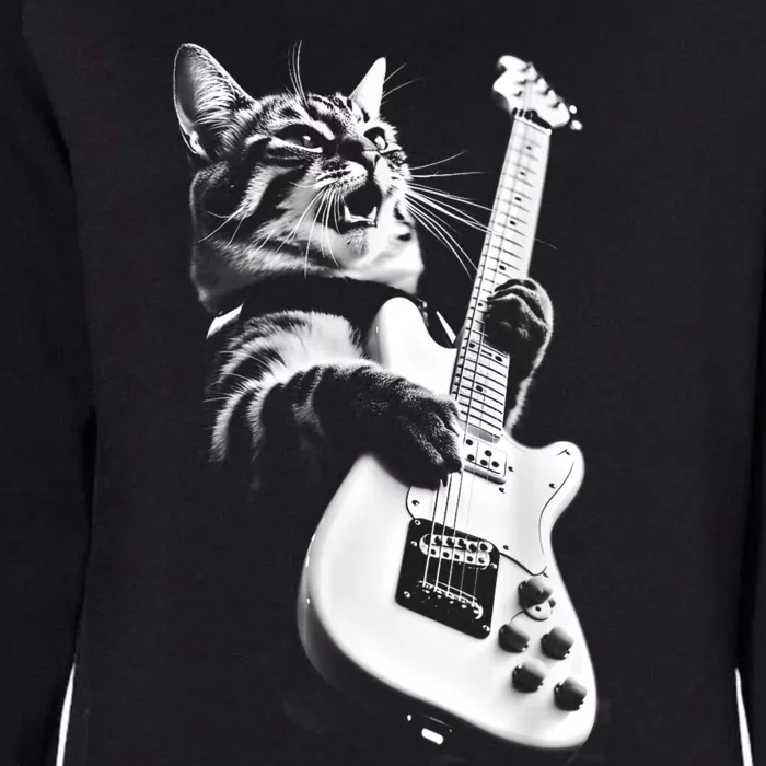 Rock Cat Playing Guitar Funny Guitar Cat Womens California Wash Sweatshirt