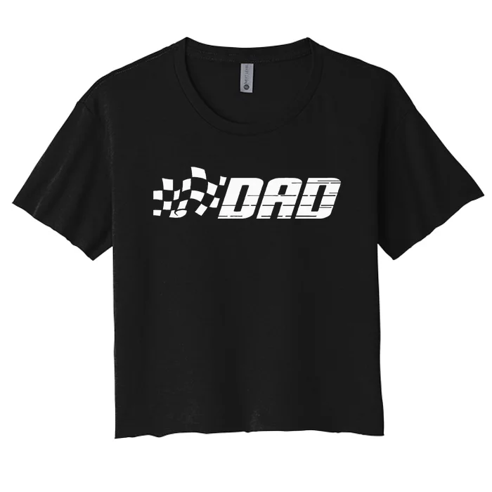 Race Car Pit Crew Dad Racing Birthday Party Matching Family Women's Crop Top Tee