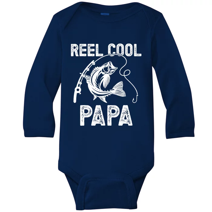 Reel Cool Papa Fishing For Fisherman FatherS Day Baby Long Sleeve Bodysuit