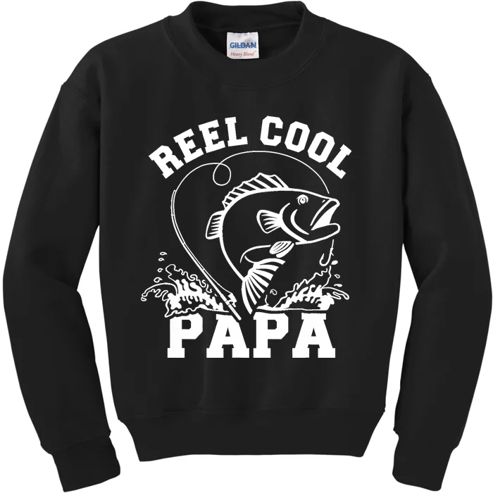 Reel cool Papa dad fishing Kids Sweatshirt