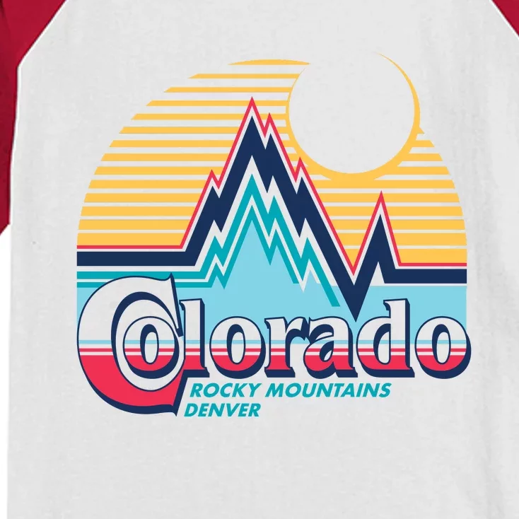 Retro Colorado Rocky Mountains Kids Colorblock Raglan Jersey