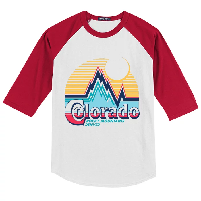 Retro Colorado Rocky Mountains Kids Colorblock Raglan Jersey