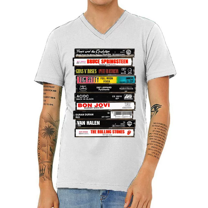 Rock Cassettes Rock Band V-Neck T-Shirt