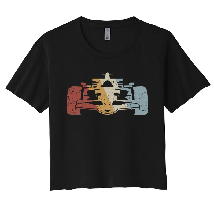 Racing Car Retro Style Vintage Women's Crop Top Tee