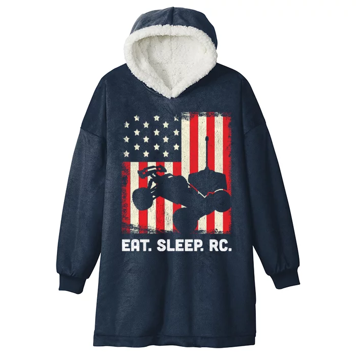 Race Car Radio Control Hobby Usa American Flag Rc Drivers Funny Gift Hooded Wearable Blanket