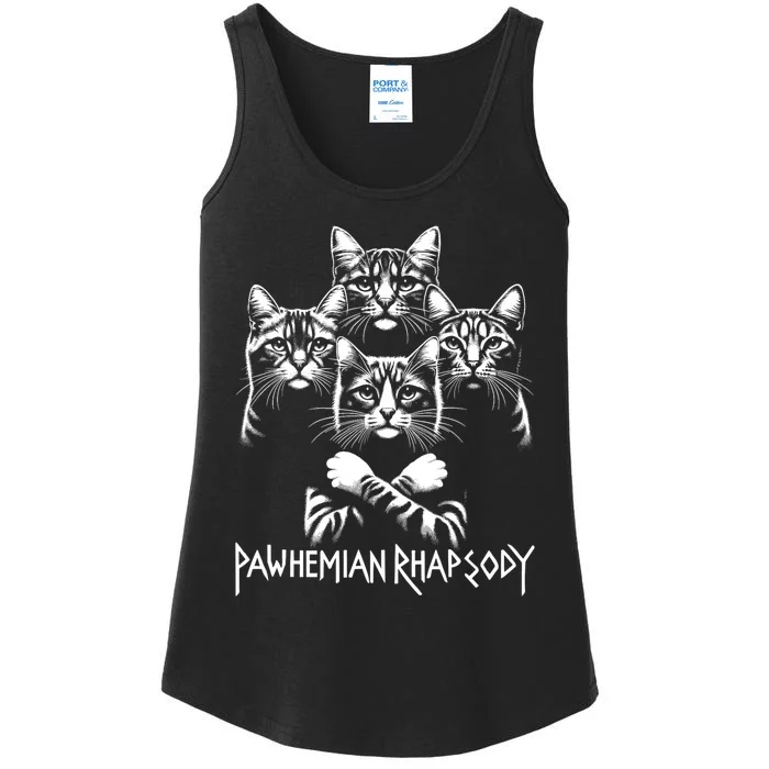 Retro Cat Rock Music Concert Band Women Funny Cat Ladies Essential Tank