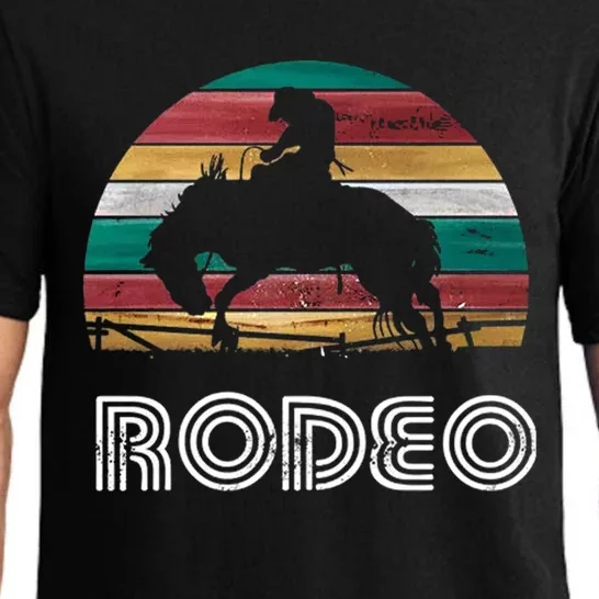 Rainbow Cow Rodeo Bucking Bronco Horse Retro Style Gift Pajama Set