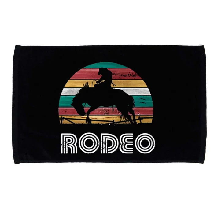 Rainbow Cow Rodeo Bucking Bronco Horse Retro Style Gift Microfiber Hand Towel