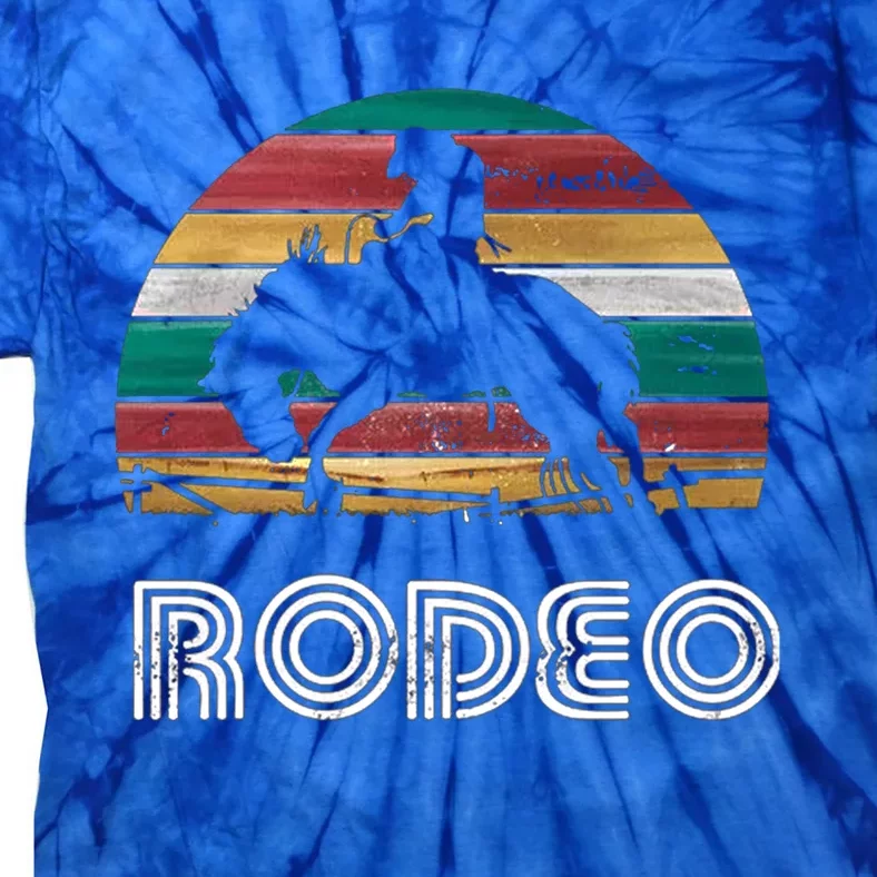 Rainbow Cow Rodeo Bucking Bronco Horse Retro Style Gift Tie-Dye T-Shirt