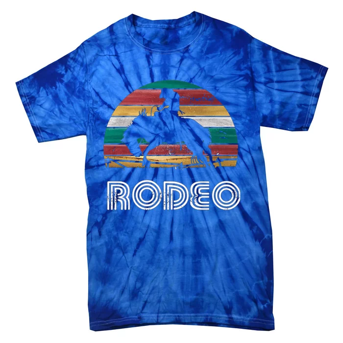 Rainbow Cow Rodeo Bucking Bronco Horse Retro Style Gift Tie-Dye T-Shirt