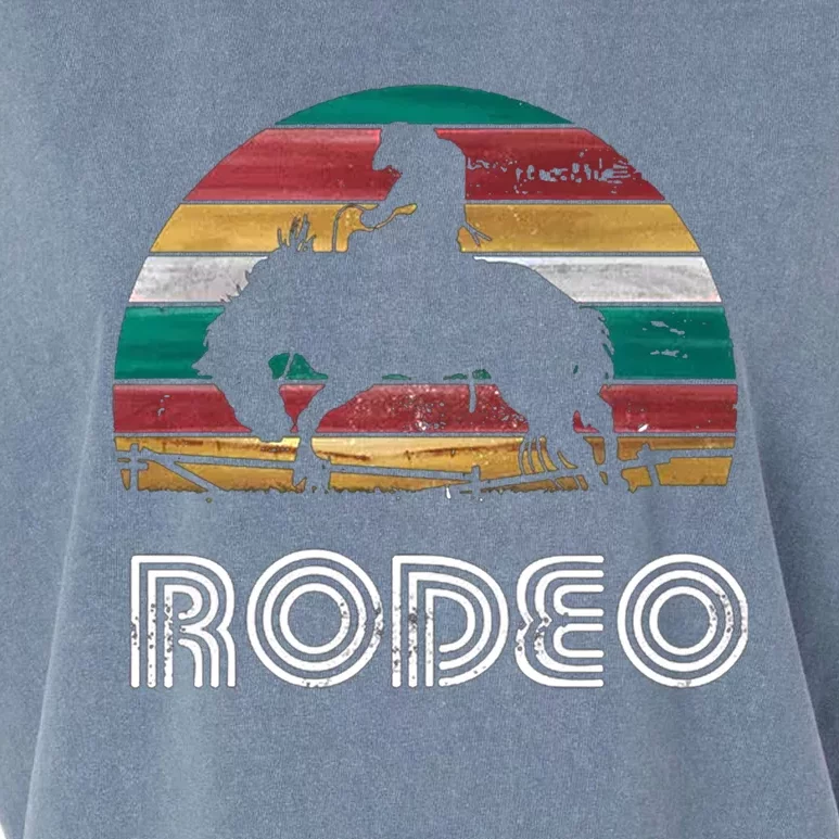 Rainbow Cow Rodeo Bucking Bronco Horse Retro Style Gift Garment-Dyed Women's Muscle Tee