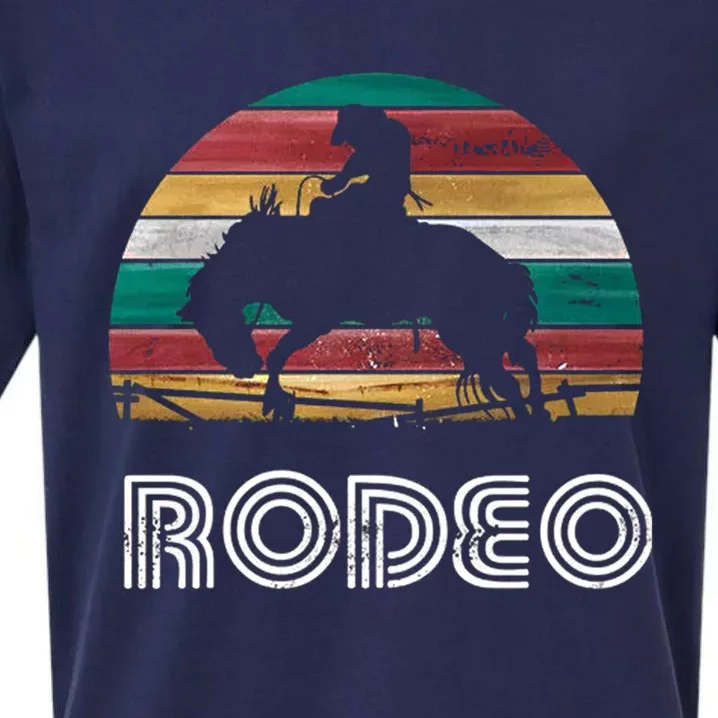 Rainbow Cow Rodeo Bucking Bronco Horse Retro Style Gift Sueded Cloud Jersey T-Shirt