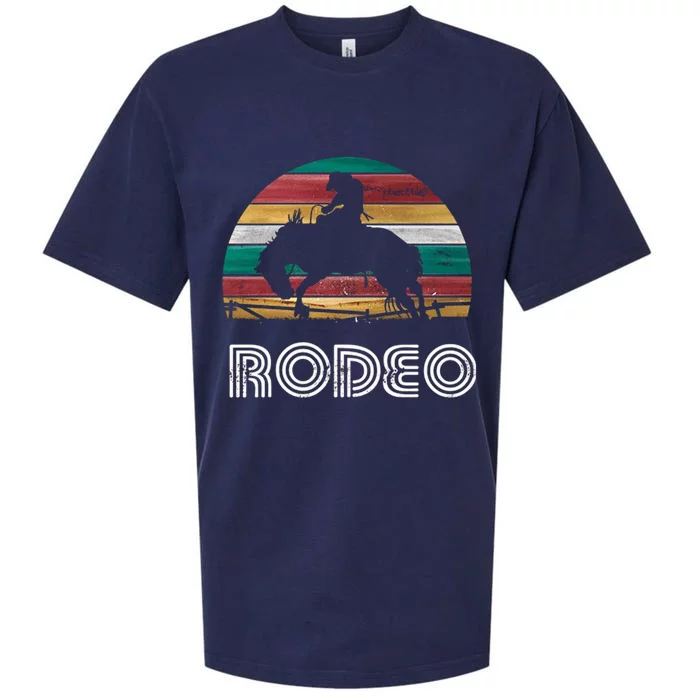 Rainbow Cow Rodeo Bucking Bronco Horse Retro Style Gift Sueded Cloud Jersey T-Shirt