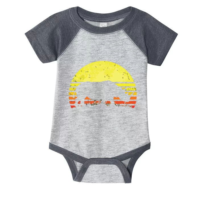 Rhino Cool Rhinoceros African Animals Retro Sunset Vintage Infant Baby Jersey Bodysuit