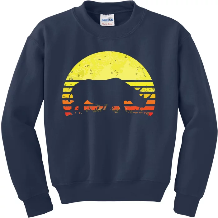 Rhino Cool Rhinoceros African Animals Retro Sunset Vintage Kids Sweatshirt