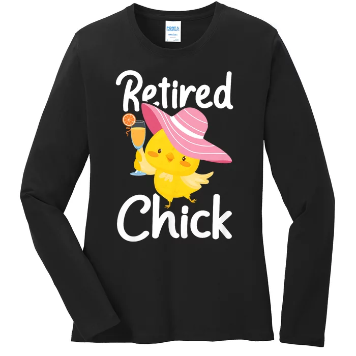 Retired Chick Retiree Retirement Pension Retiring Ladies Long Sleeve Shirt