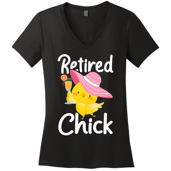 Retired Chick Retiree Retirement Pension Retiring Women's V-Neck T-Shirt