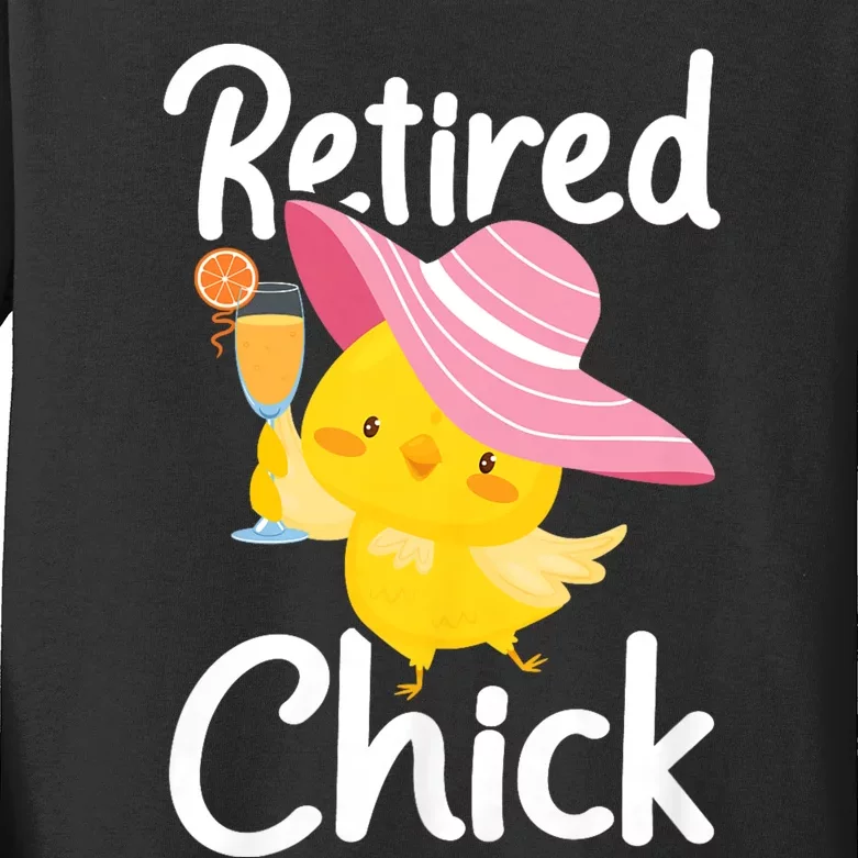 Retired Chick Retiree Retirement Pension Retiring Kids Long Sleeve Shirt