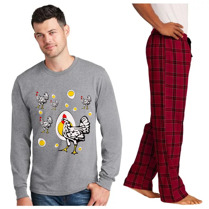 Roseanne Chicken, Retro Chickens Long Sleeve Pajama Set