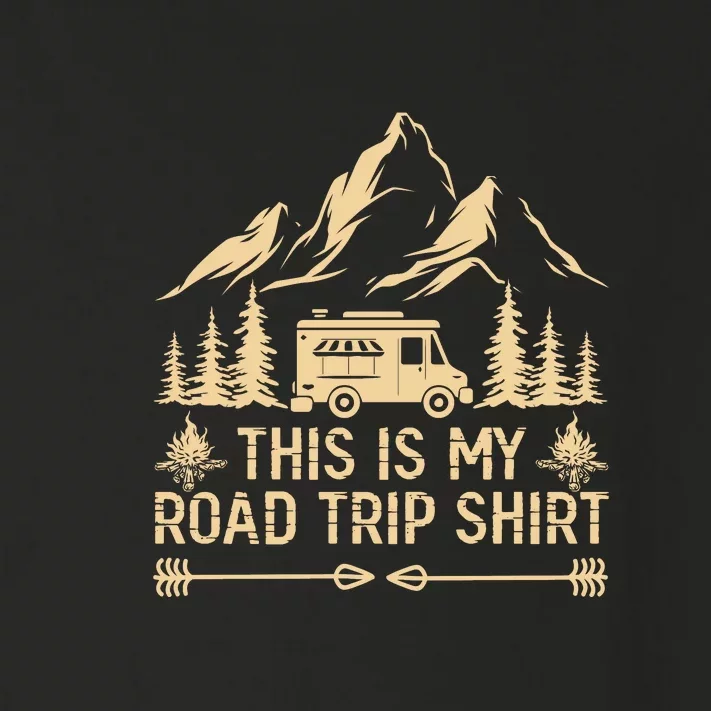 RV Camping Retro This Is My Road Trip Camping Addiction Toddler Long Sleeve Shirt