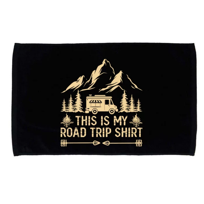 RV Camping Retro This Is My Road Trip Camping Addiction Microfiber Hand Towel