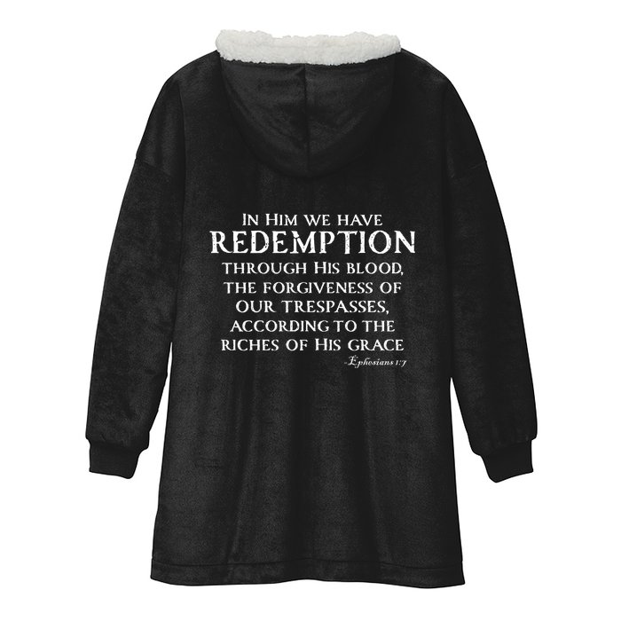 Redeemed Collection Redeemed By The Blood Of Jesus Ephesians 1:7 Front And Back Front & Back Hooded Wearable Blanket