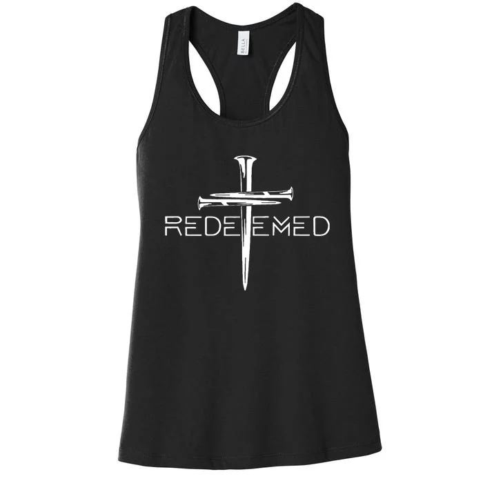 Redeemed Collection Redeemed By The Blood Of Jesus Ephesians 1:7 Front And Back Front & Back Women's Racerback Tank