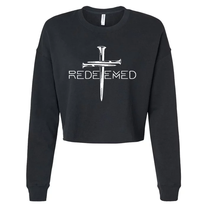 Redeemed Collection Redeemed By The Blood Of Jesus Ephesians 1:7 Front And Back Front & Back Cropped Pullover Crew