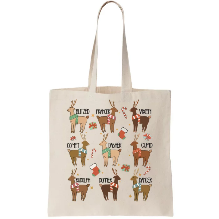 Retro Christmas Reindeer Rudolph Tote Bag