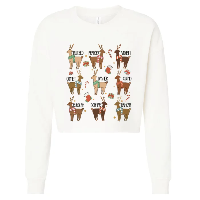 Retro Christmas Reindeer Rudolph Cropped Pullover Crew