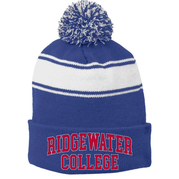 Ridgewater College Stripe Pom Pom Beanie