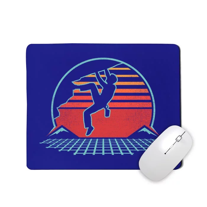 Rock Climbing Retro Vintage Bouldering 80s Style Gift Mousepad