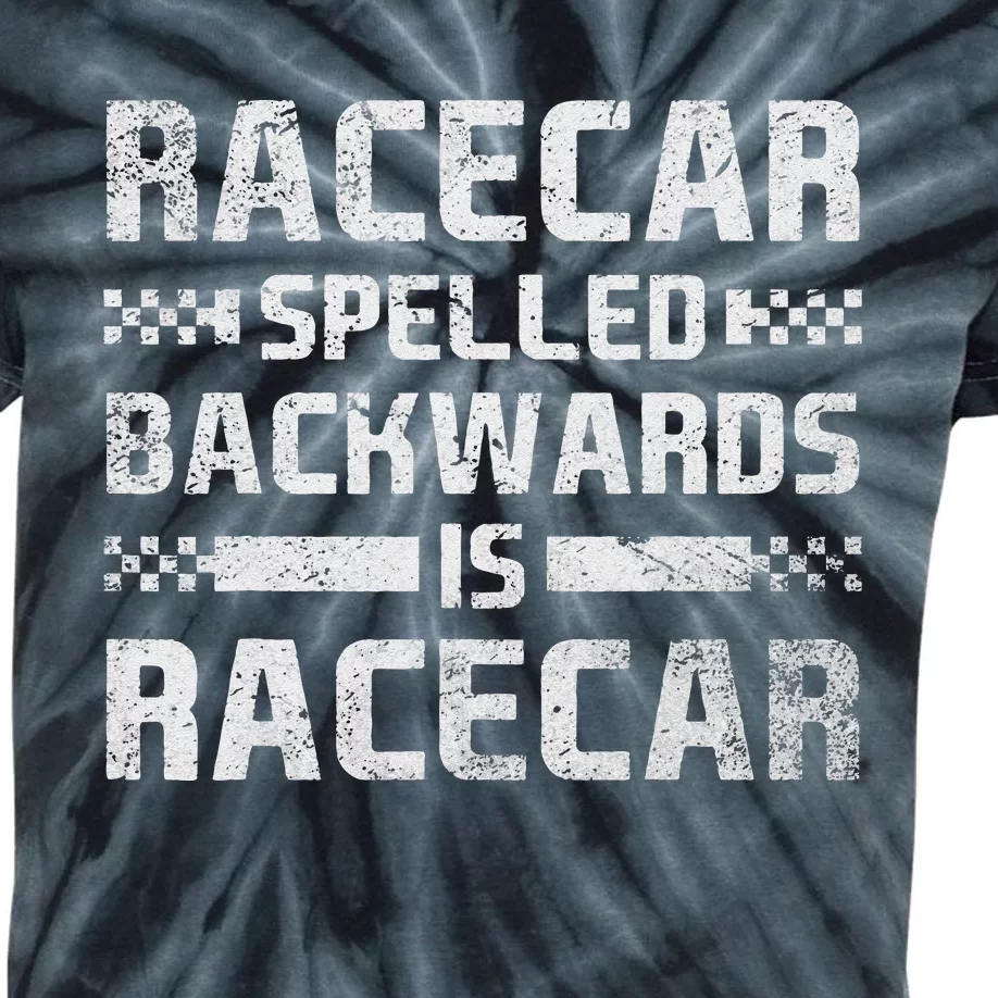 Race Cars Racecar Spelled Backwards Race Car Racing Apparel Kids Tie-Dye T-Shirt