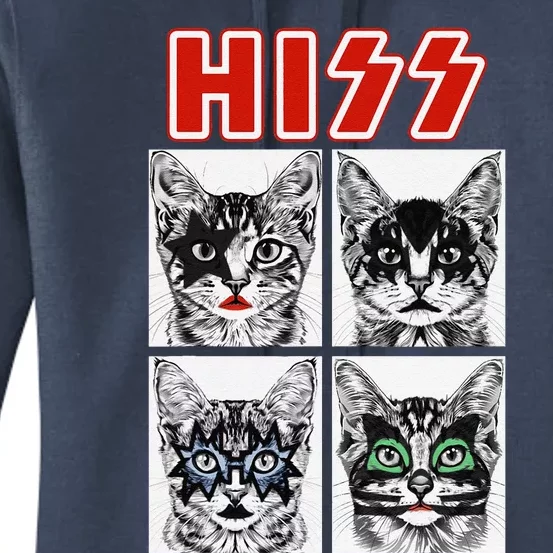 Retro Cat Rock Music Concert Band Funny Cat Women's Pullover Hoodie