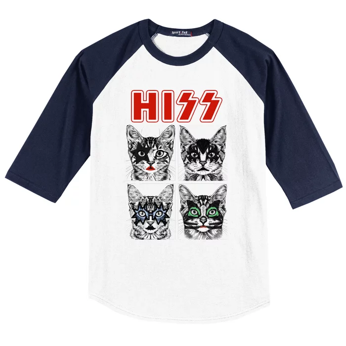 Retro Cat Rock Music Concert Band Funny Cat Baseball Sleeve Shirt