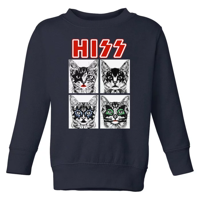 Retro Cat Rock Music Concert Band Funny Cat Toddler Sweatshirt