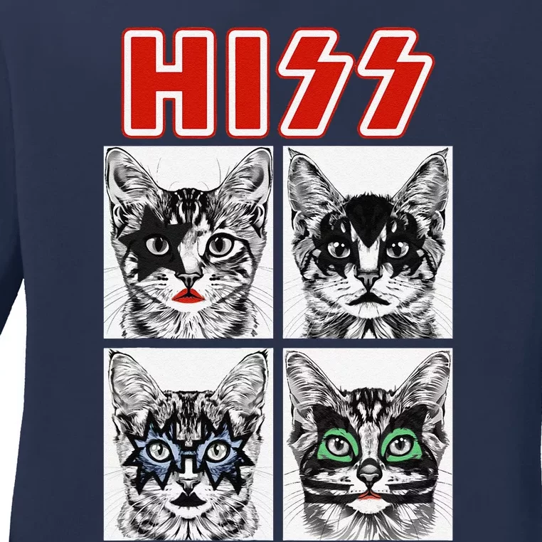 Retro Cat Rock Music Concert Band Funny Cat Ladies Long Sleeve Shirt