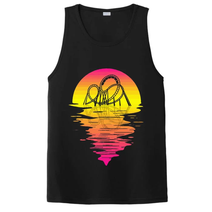 Roller Coaster Retro 80s Vintage Retro Sunset Performance Tank