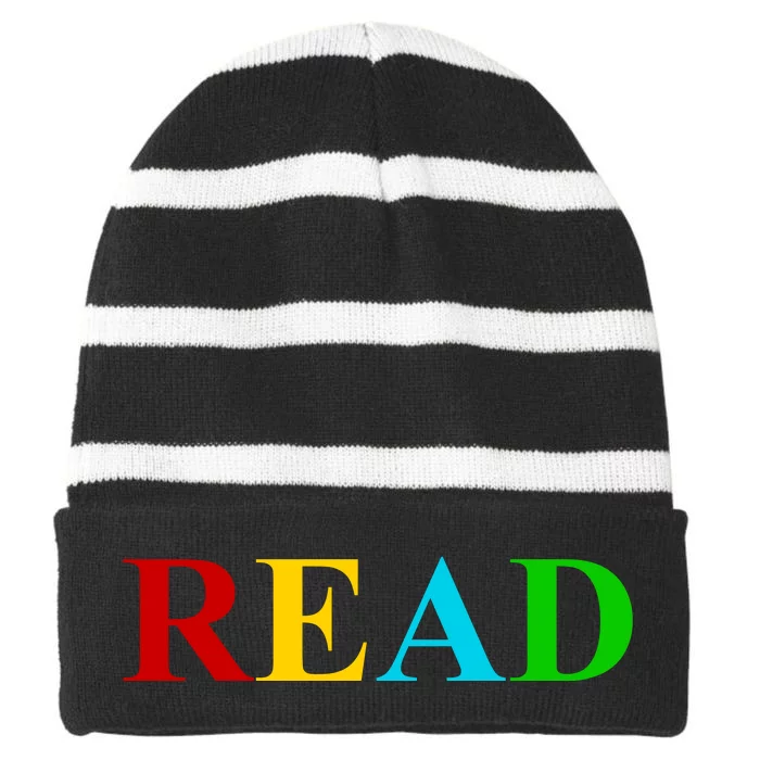 Read Colorful Rainbow Striped Beanie with Solid Band